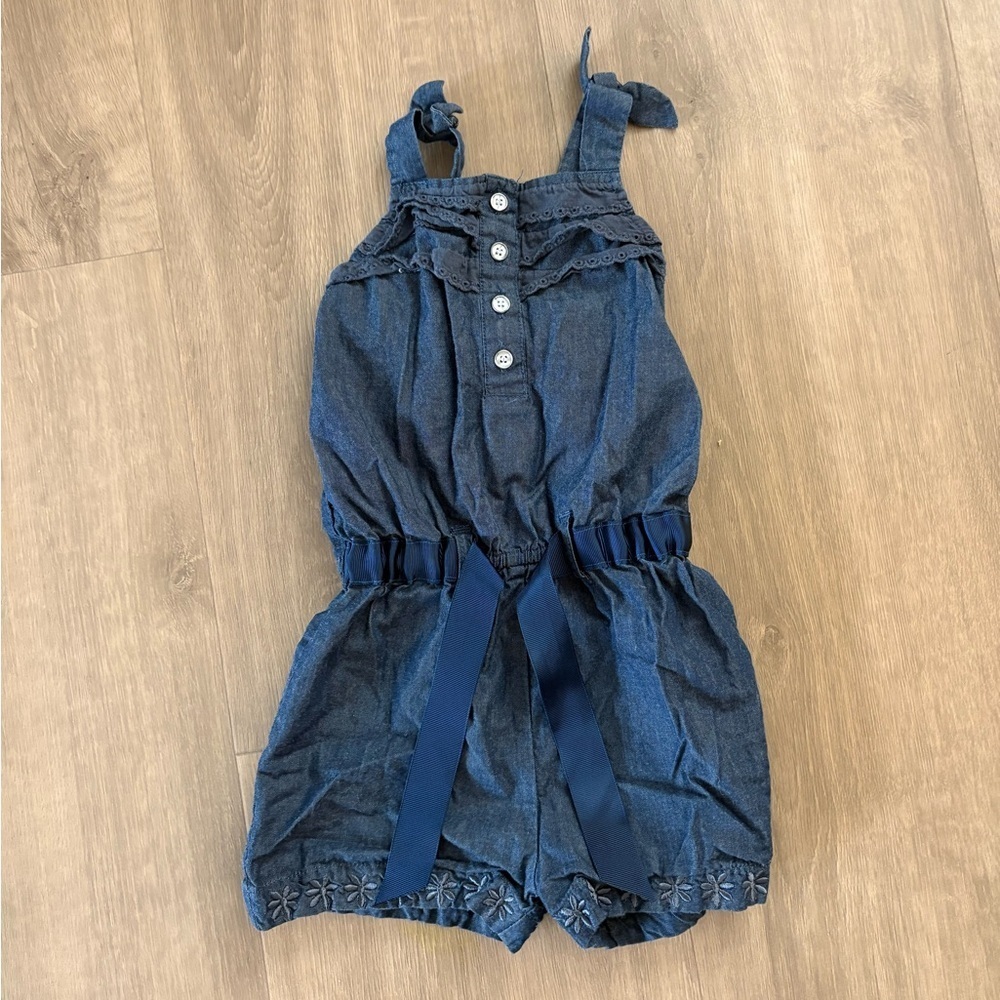 Adorable Chambray Romper in Navy- size 4T
